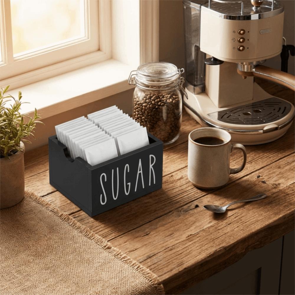 Compact Sugar Packet Container Rustic Style Sugar Bag Storage Holder for Home Desk