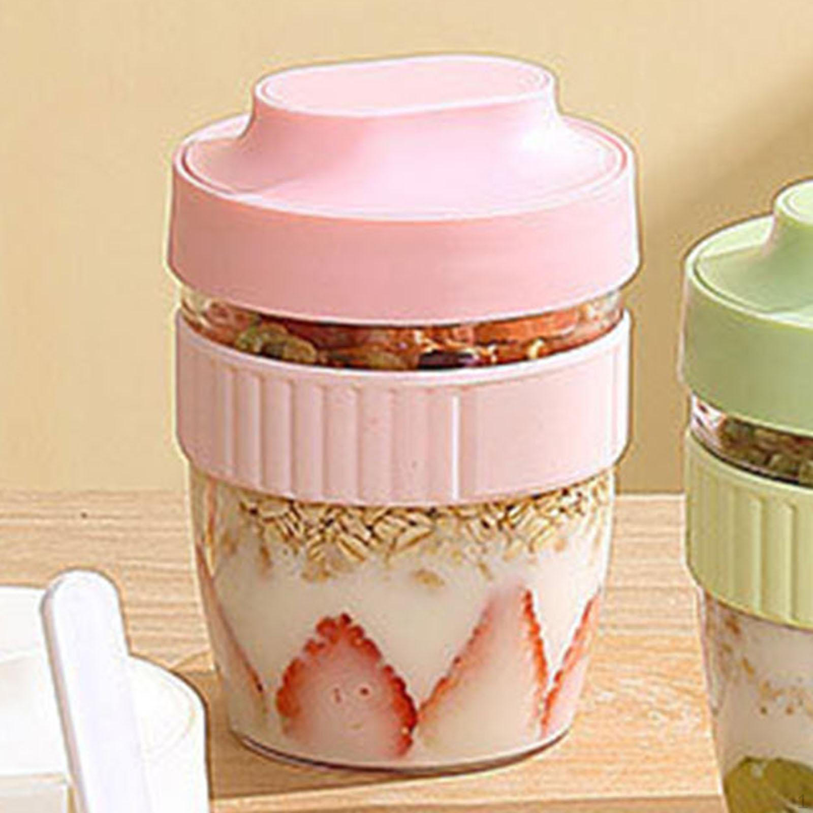 Контейнер для салата с ложкой и ночной овсянкой 480ML розовый 898₽