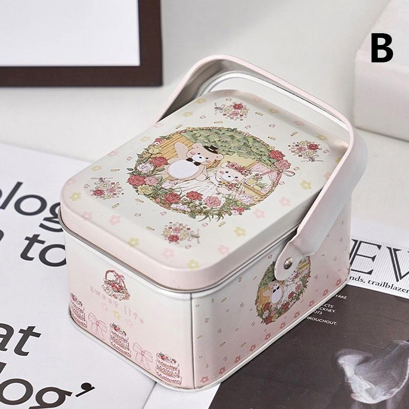 Easter Theme Decorative Tinplate Box Gift Packing Case Small Suitcase Storage Tin Metal Candy Cookie Box Sundries Organizer Cans