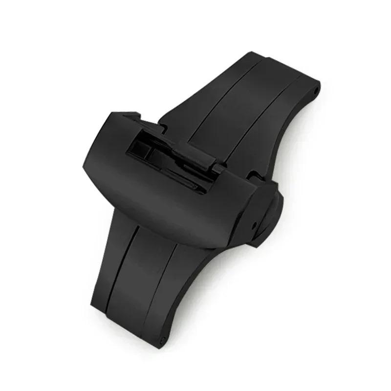 Fibbia deployante a farfalla pieghevole in acciaio inossidabile 22mm 20mm per Panerai pulsante di deployante argento nero per cinturino in gomma