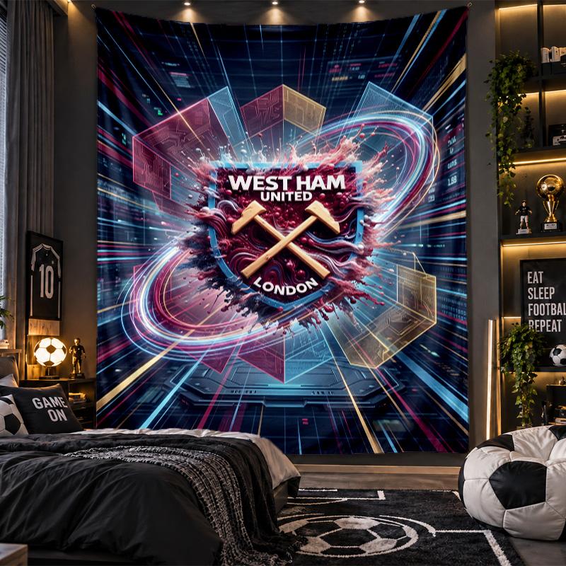 Arazzo da Appendere alla Parete Stampa Calcio West Ham United Tessuto per Soggiorno Camera da Letto Decorazione per la Casa