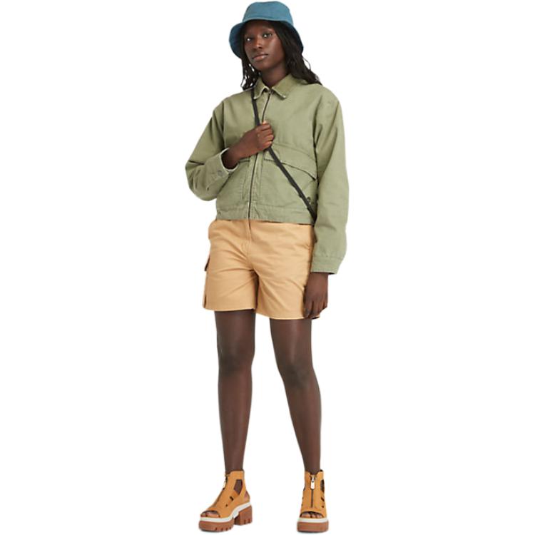 Timberland Strafford Solid Color Outdoor Casual Zip Short Collar Work Jacket Women Jacket Green A5VJ7-590