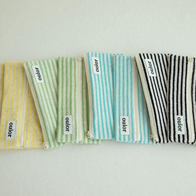 Flat Pencil Case Terry Stripe (4 Colors) (Paper Bag)