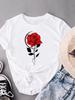 (Asian Size) Lovely Flower Trend Cute Women's Top Fashion T Clothing Print Female Casual  Short Sleeve T-shirts Graphic Tee