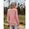 Spring and Autumn Women's Blouse Long-sleeved T-shirt Solid Color V-neck Simple Mesh Bubble Tops