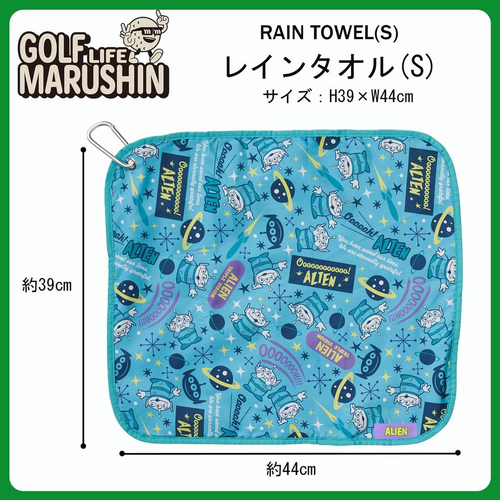Marushin Golf Towel Toy Story Green with Character 2006038100 S, World, Microfiber, Carabiner, Absorbent, Design,