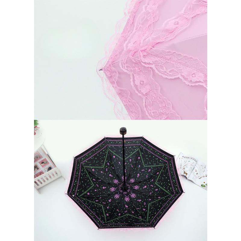 Princess Lace Sun Umbrella Vinyl Sunscreen Parasol Rain Shine Folding Umbrella Women'S Umbrella