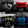 U-U2 Rockk Band Cushion Cover Natural Linen Organic Fabric Double-Sided Printing Sofa Home Decor Gift Pillow Case