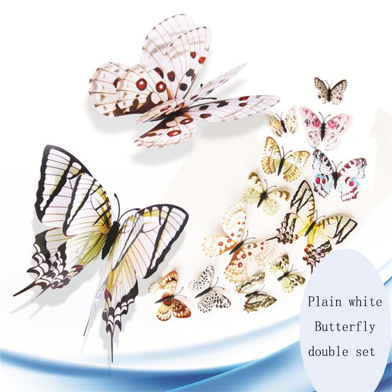 3D Double Layer Butterfly Wall Stickers For Wedding Decor Butterflies Fridge Magnet Decals Home Room Decoration Gift