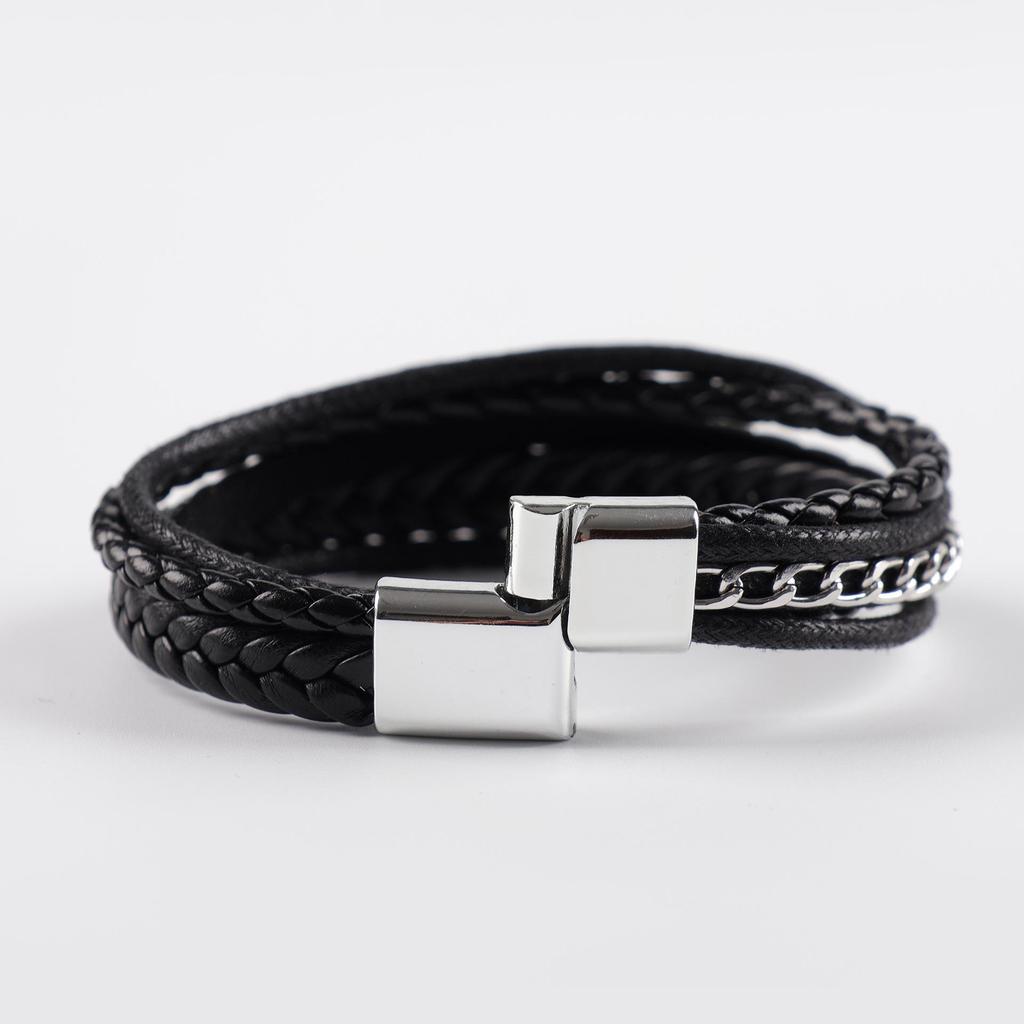 New Trendy Men's Multilayer Leather Bracelet: Classic, Versatile, Handmade Fashion Accessory