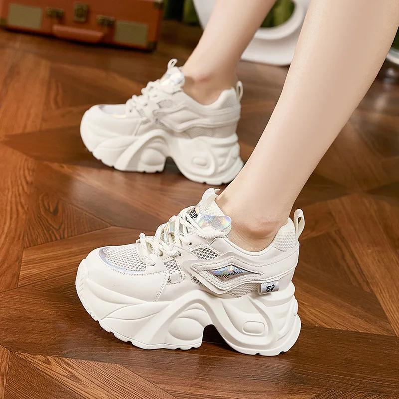 Fashion Women Spring Dad Shoes Breathable Running Sneakers Outdoor Platform Footwear Women Casual Travel Shoes Mesh Sports Walking Shoes