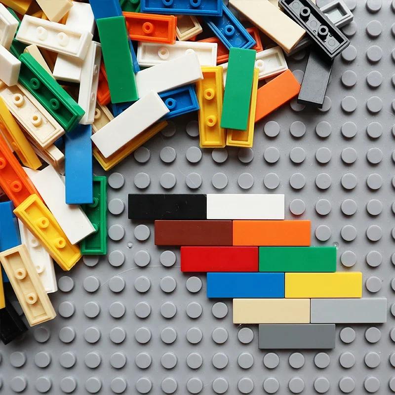 100PCS 63864 Dimension 1x3 Blocks Flat Tile MOC Assemble Particles Smooth 1*3 Construction Bricks DO IT YOURSELF Learning Creativity Toy ideal for