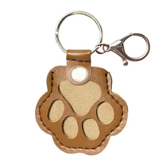 Pet Fur Storage Keychain Dog Cat Hair Memorial Keychain Faux Leather Paw Print Keepsake with Transparent Hair Storage Heartfelt Gift for Cat Dog