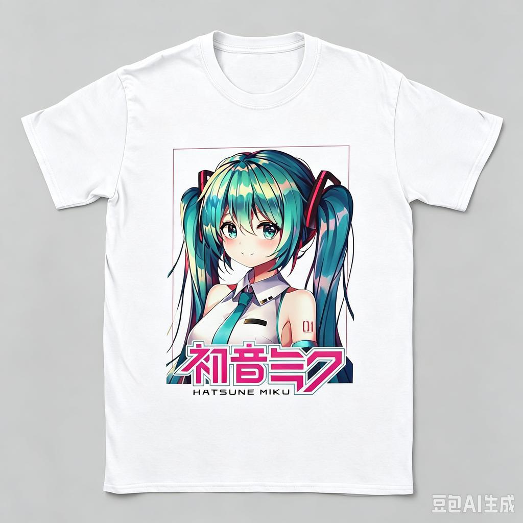 2026 New Japanese Hatsune Miku Anime Printed Cotton Retro Distressed Short‑Sleeved T‑Shirt Vintage For Adults And Kids
