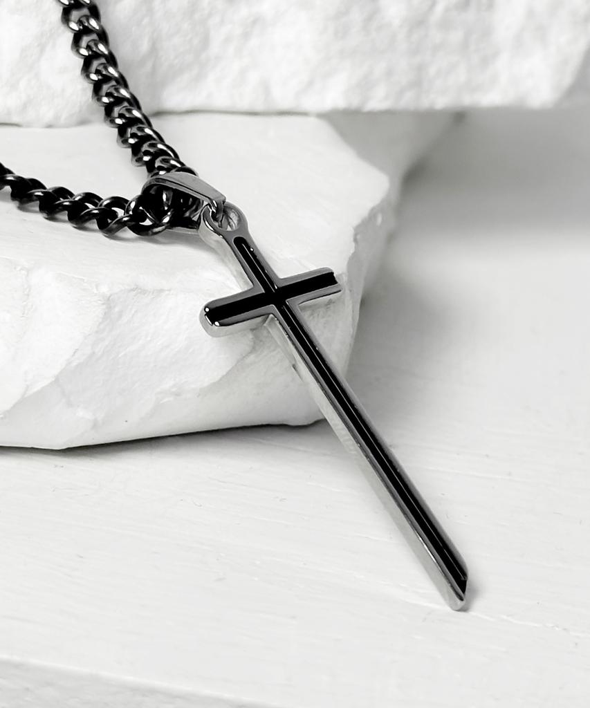 Blessed Bullet Classic Chain Cross Necklace_Vintage Silver/Black Silver/Silver/Gold