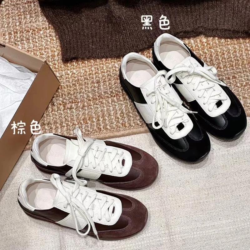 2025 New Maillard Color Matching Retro Ballet Training Shoes Soft Sole Niche Casual Lace-up Sports Women's Shoes