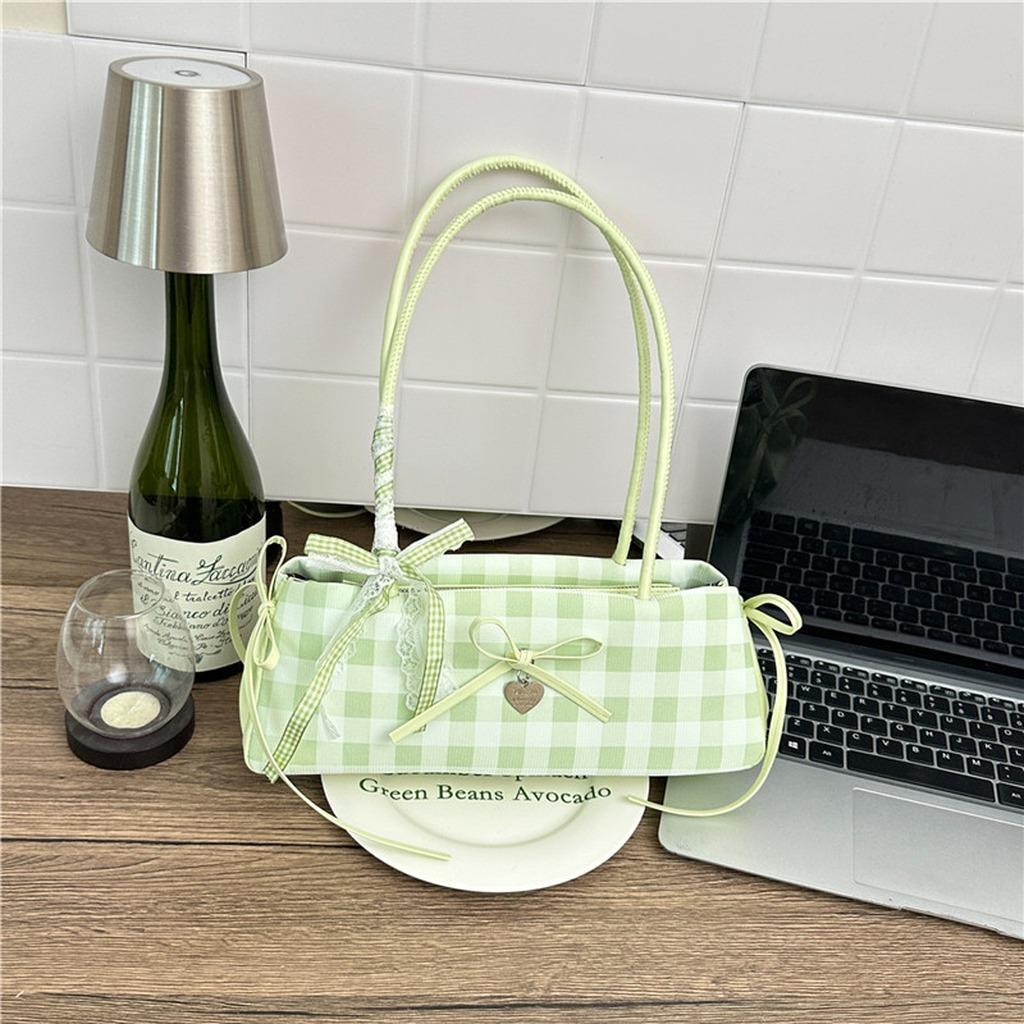 Dopamine Ballet Bag Lightweight Plaid Armpit Bag Women'S Shoulder Handbag Compact Pu Zipper Handbag For Dating Shopping Casual