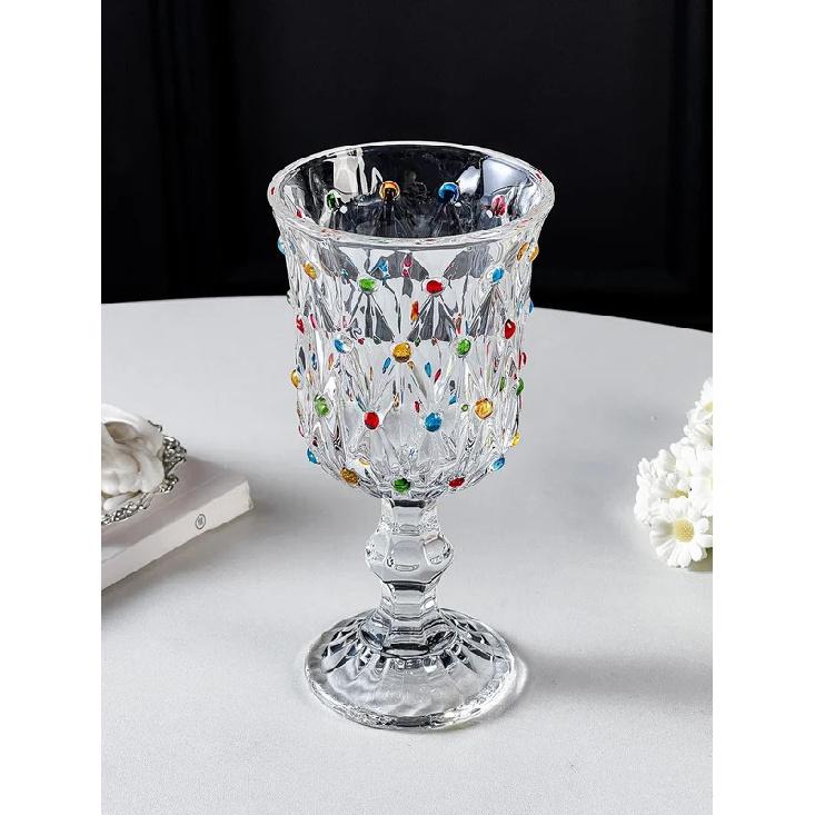 Elegant Glass Champagne Cup Set Creative Hand-Painted High-Aesthetic Value Red Wine Glasses French Style Beverage Accessories
