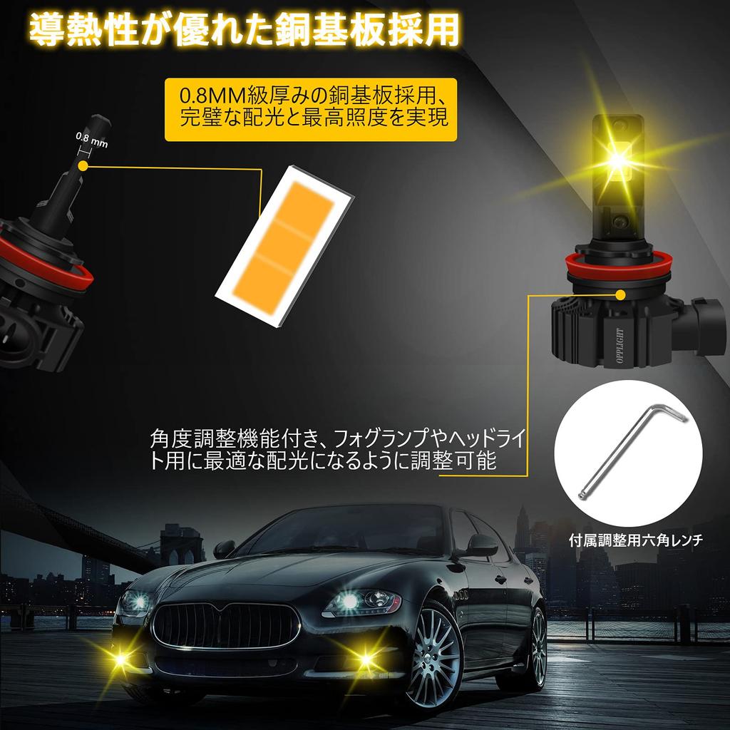 OPPLIGHT H11 LED Fog Lamp Lemon Yellow Pale Yellow 3000K