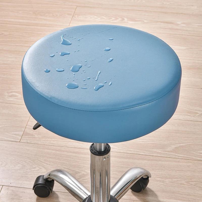 

PU Waterproof Round Stool Cover Elastic All Inclusive Bar Rotating Chair Seat Cover Cashier Counter Stool Slipcover Home Hotel