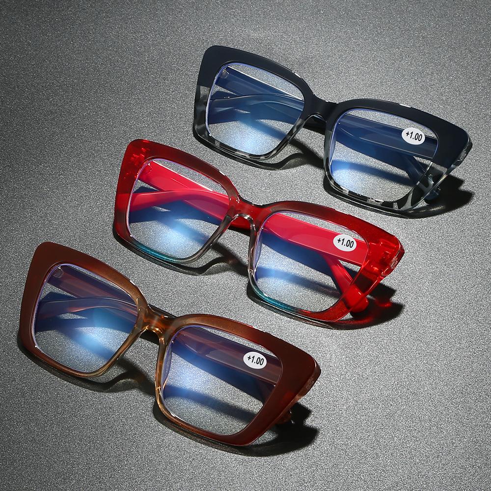 Übergroßer Rahmen HD Lesebrille für Damen und Herren Modisch Großes quadratisches Gestell Anti-Blaulicht Presbyopie Brille Dioptrien