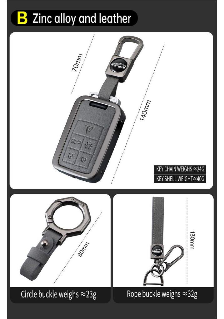 Volvo C-Type Elephant Grey Car Key Case