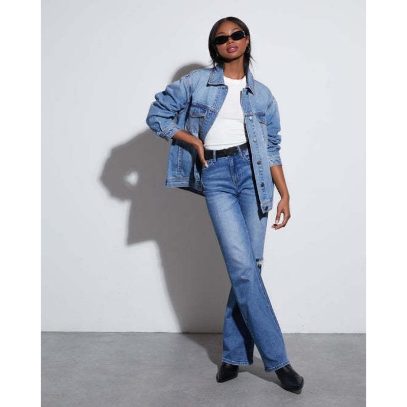 

Женская новая куртка из выбеленного денима, повседневная свободная куртка с длинным рукавом, топы 2XL синий