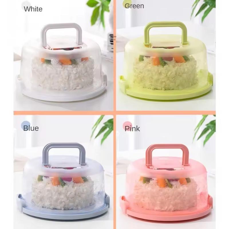 Portable Cake Box with Handle Dust-proof Baking Pastry Storage Box Transportation Cake Rack