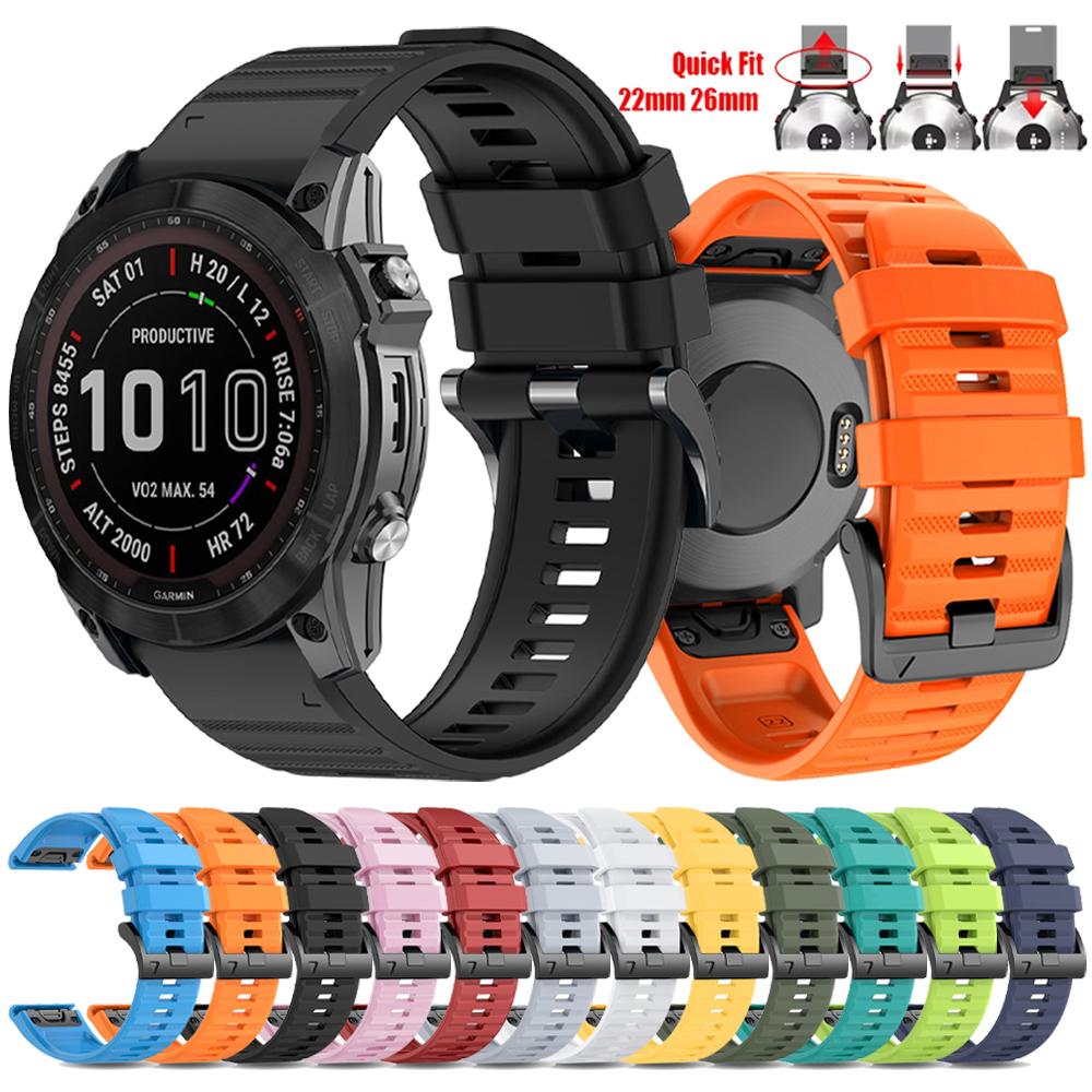 QuickFit 22mm 26mm Silicone Watch Band For Garmin Fenix 6 6X Pro 7X 7 8 E 5X 5 Plus Epix Gen 2 Forerunner 955 965 Tactix 8 Strap