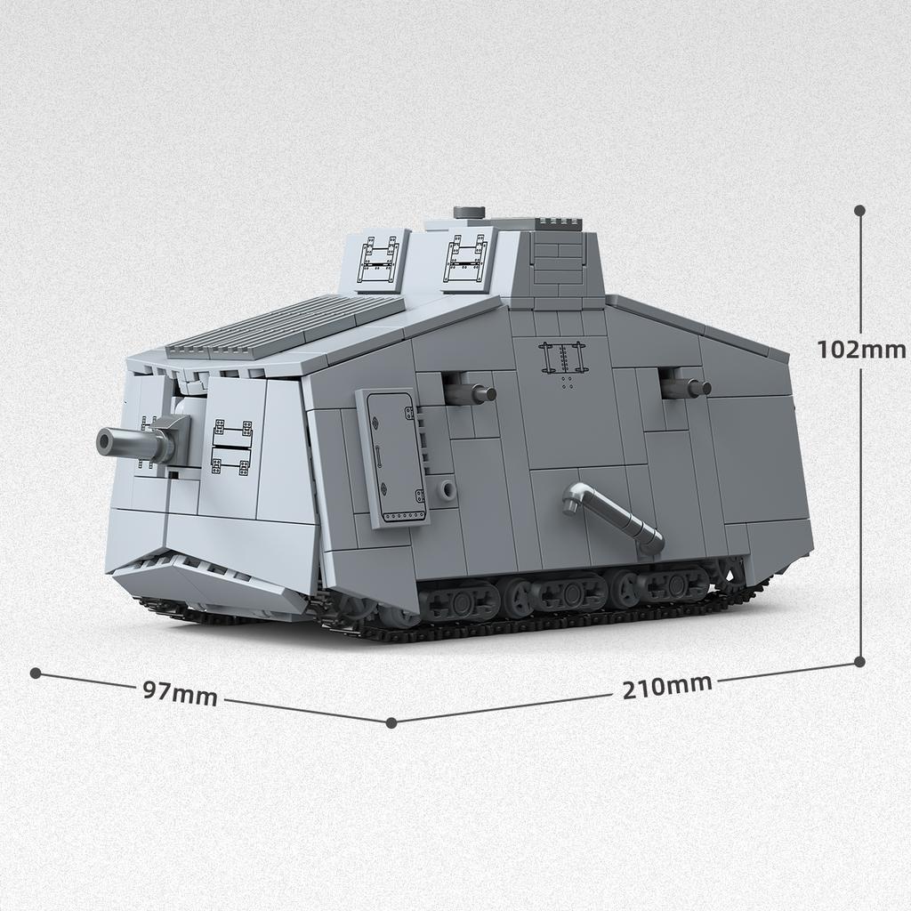 920PCS A7V Heavy Tank Building Blocks – 1:35 Scale Sturmpanzerwagen Military Bricks Model, Desktop Display Gift for Adults