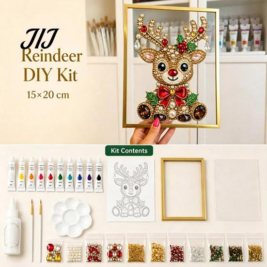 Einzigartiges Weihnachtsgeschenk für Freunde DIY Falscher Kristall Perlenmalerei Weihnachtsbaum-Set, Funkelndes Handgemachtes Wandkunst Bastelset, 3D Edelsteinperlen