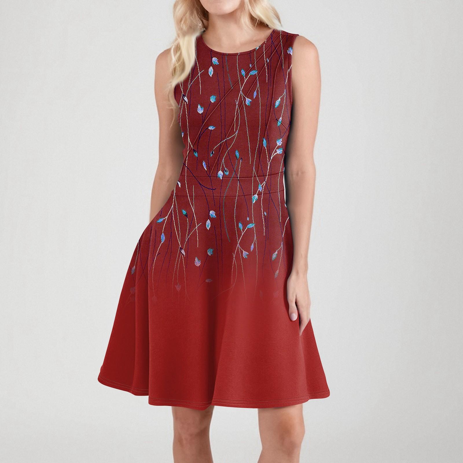 

Женская летняя безрукавка повседневная облегающая жилетка с принтом пляжная свободная юбка-трапеция от солнца XXL винный