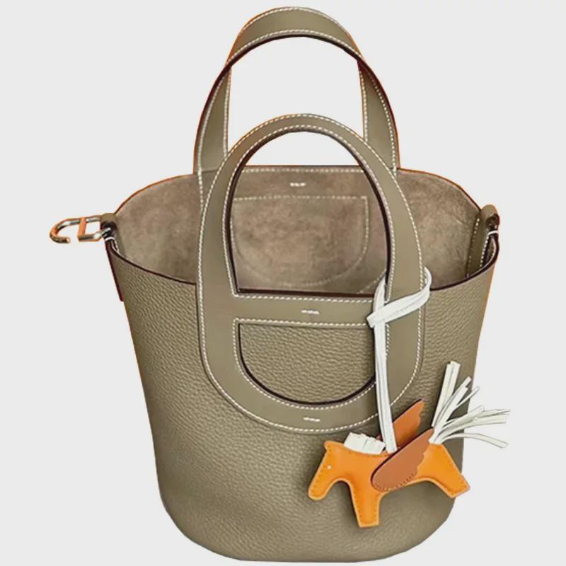 2023 Women's Large Capacity Pig Nose Bucket Bag, First Layer Cowhide, Commuter Style
