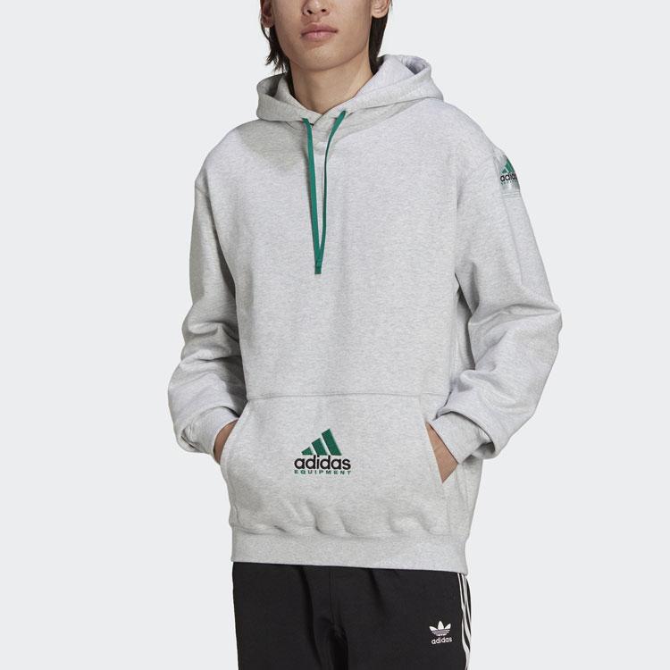 Adidas Originals Eqt Hoodie With Embroidered Logo Men Tops Light-Hemp-Gray HG8091