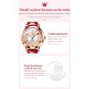 OLEVS Women's Watch Set - Easy-to-Read Bracelet Watch - Premium Stainless Steel - Calendar, 3 ATM Water Resistance, Luminous Gold/Silver (Red)