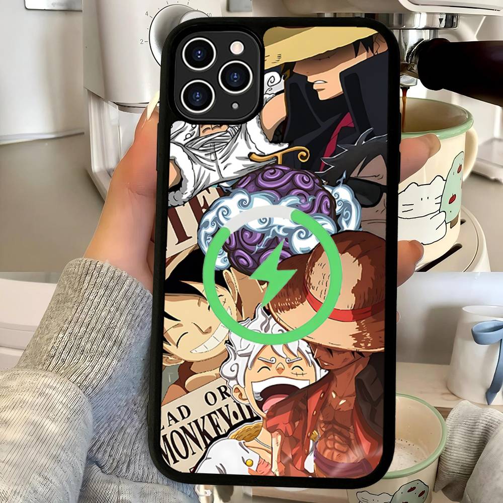 Cartoon Ones P-Piece Luffys-Ace Magnetic Matte Phone Case For IPhone 16 17 15 14 13 12 11 For Magsafe Wireless Charge Cover
