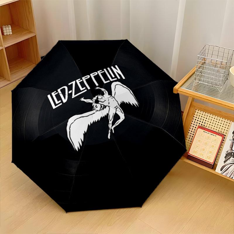Led Zeppelin Druck 8?Rippen Automatischer Regenschirm Winddicht Leicht Faltbarer Regenschirm Für Reisen im Freien