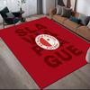 SK Slavia Praha Art Flannel Printed Carpet, Home Sofa Decoration for Living Room & Bedroom, Non‑Slip Play Flannel Floor Mat for Game Room