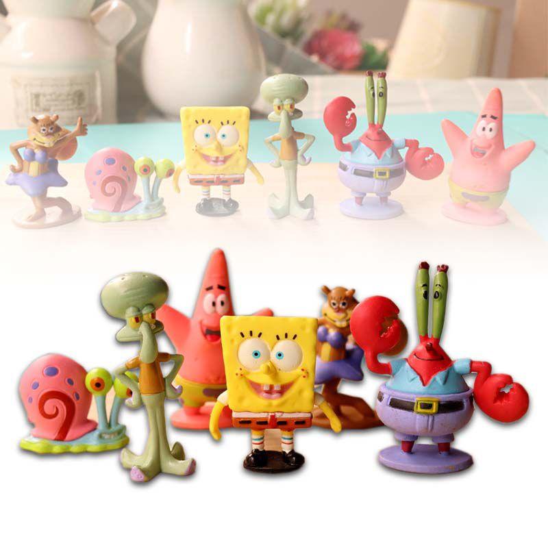 Squarepants Spongebob 6pcs Figures Cartoon Anime Figure Model Decoration Doll