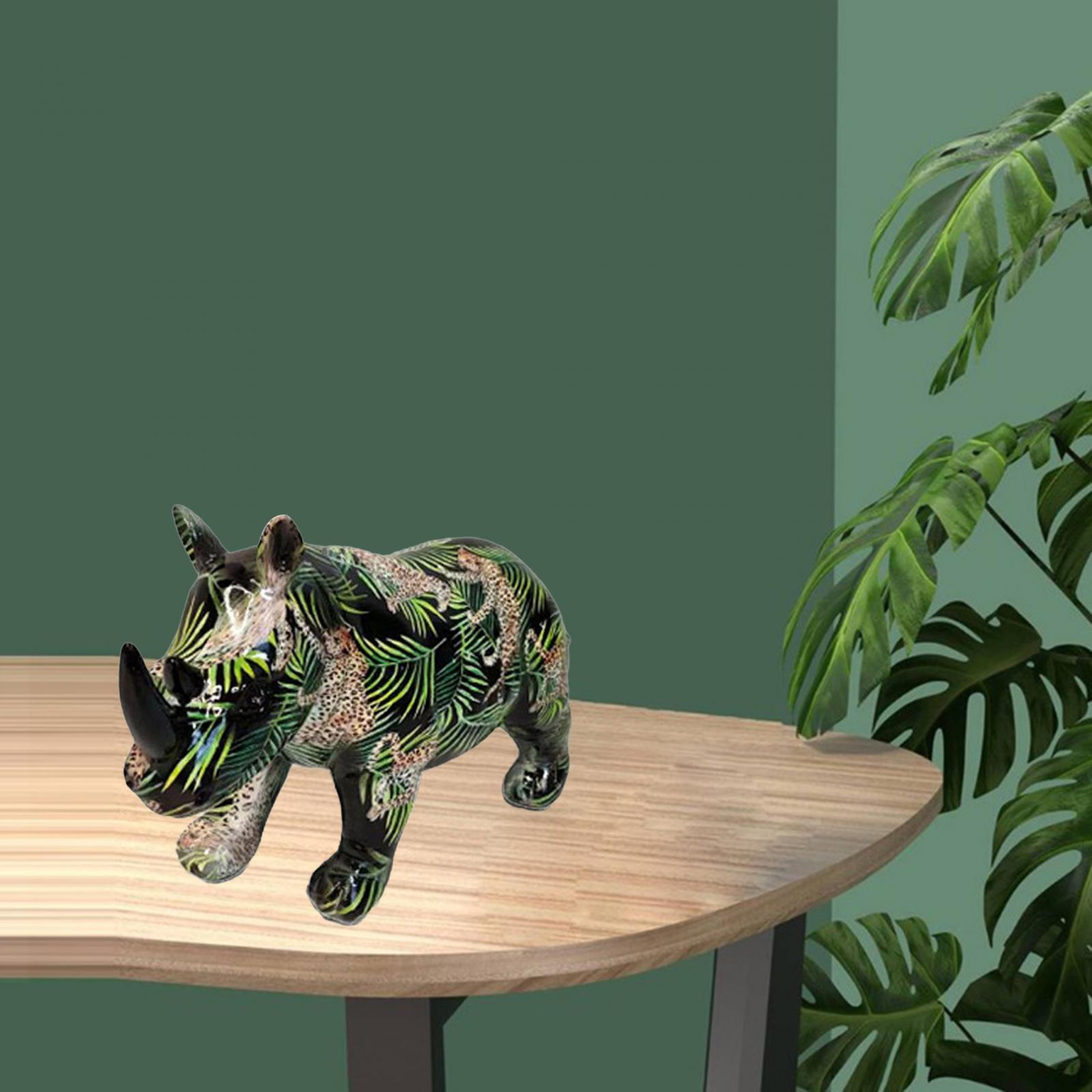 

Величественная фигурка носорога: Элегантная скульптура дикой природы для современного домашнего декора Green Floral