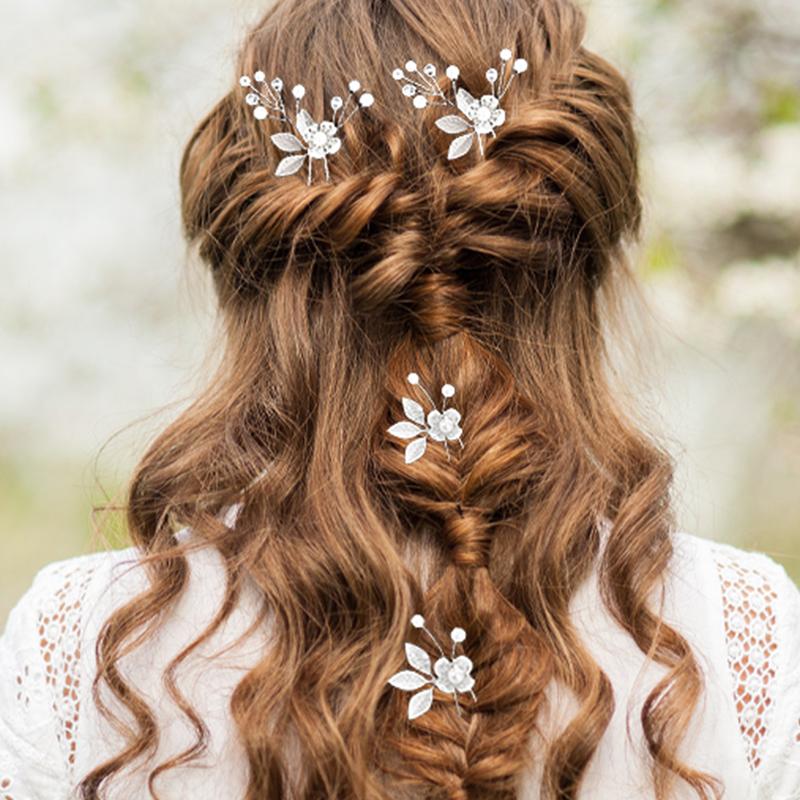 5PC Pearl Floral Ornament Leaf Vintage Gold Retro 5-Pack Exquisite Hair Clips Fairy Hair Forks Elegant