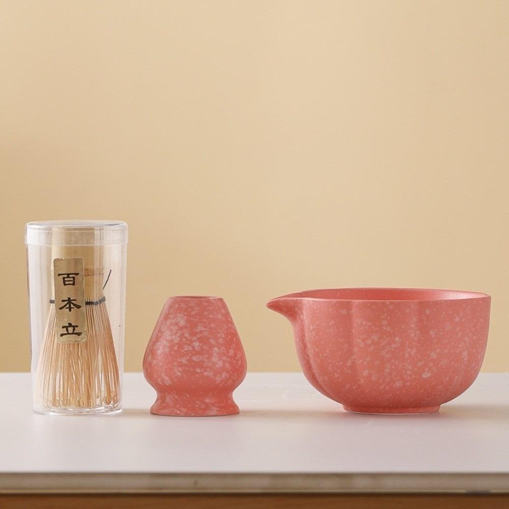 3Pcs/Set Match Bowl Matcha Whisk Set Tea-Making Tools Ceramic Chasen Stand  for Tea Lovers