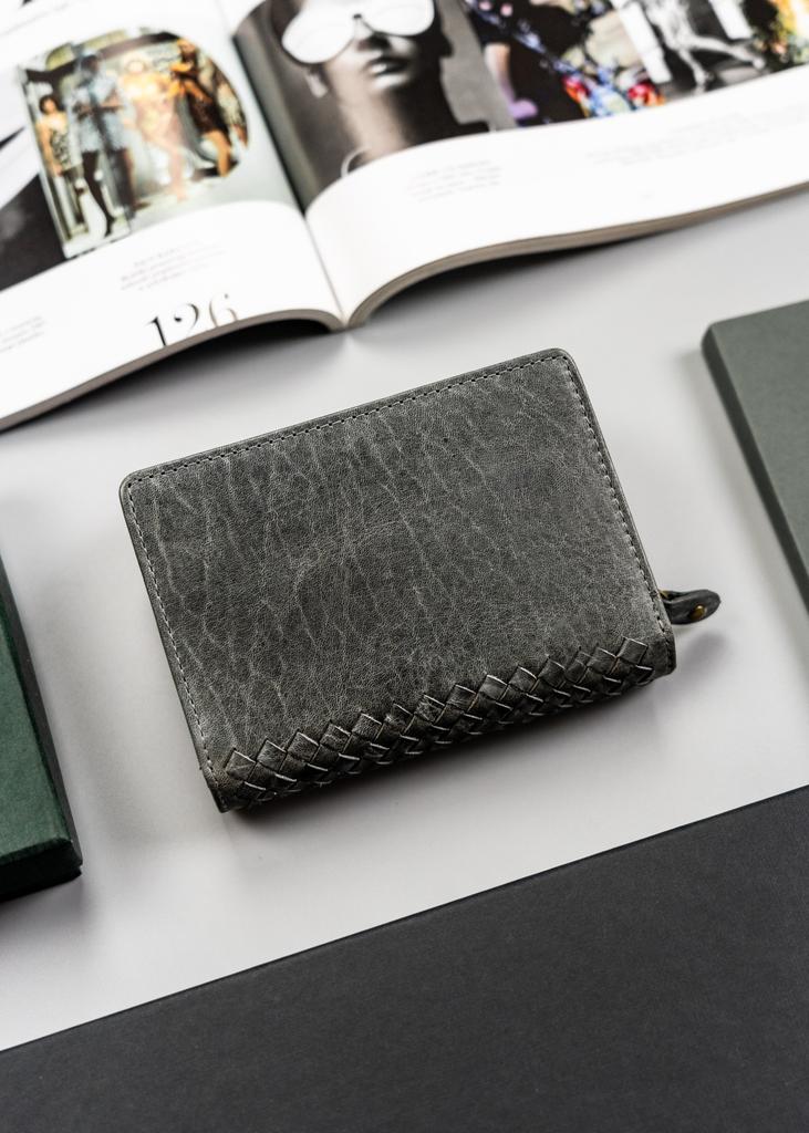 PTN WD2-VLCN-4499 Black Gray Leather Wallet