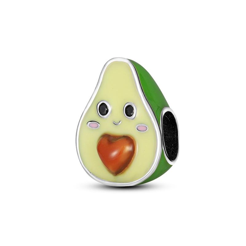 

925 Silver Strawberry avocado Charms Pendant with Cubic Zirconia,Fit DIY bracelet necklace Gift for Her,Colgante Plata