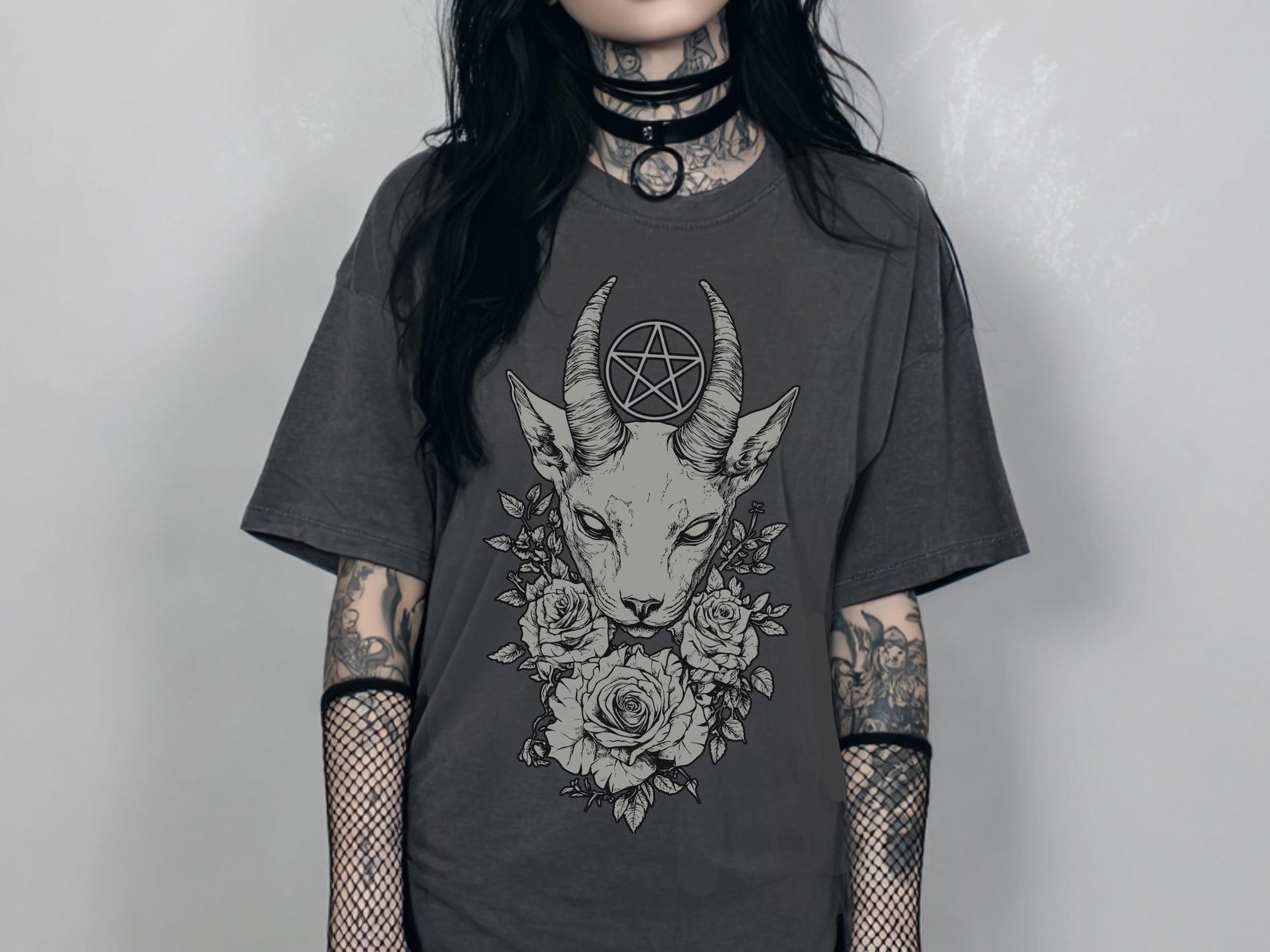 Occult Cat Comfort Colors Graphic T-Shirt, Witchy Goth Shirt, Alternative Grunge Clothing, Emo Top, Gothic Clothes 4XL
