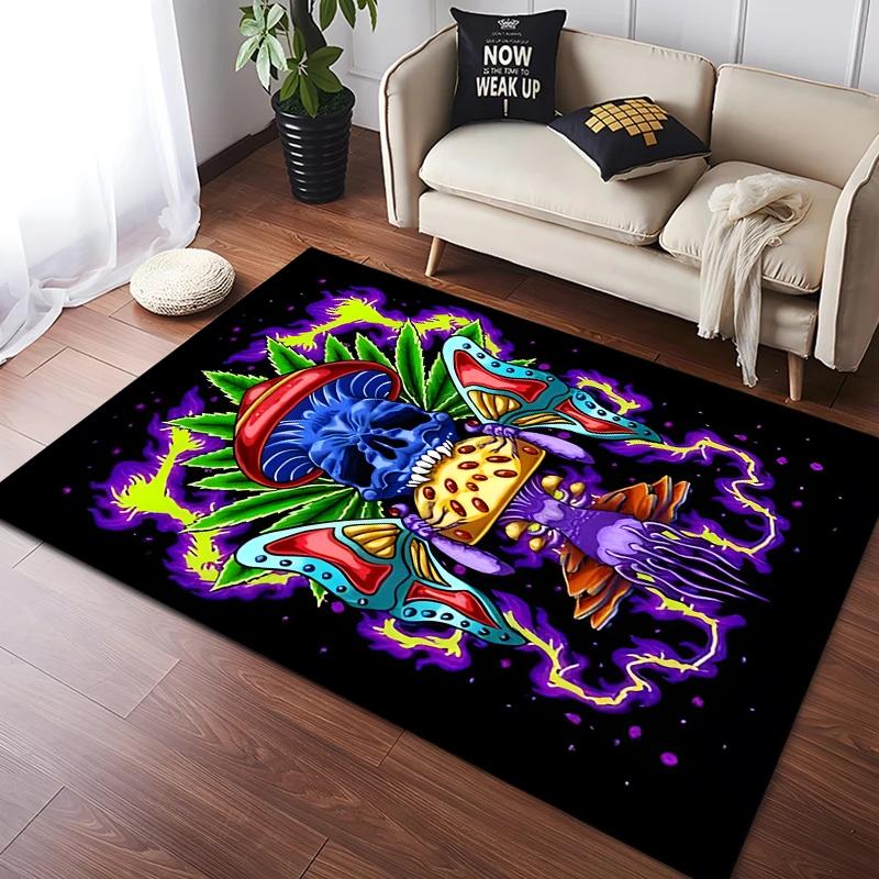 Psychedelic Mushrooms Carpet for Living Room Game Rugs Soft Floor Cartoon Rugs Bathroom Rug Mat Yoga Mat Home Decor Area Rug