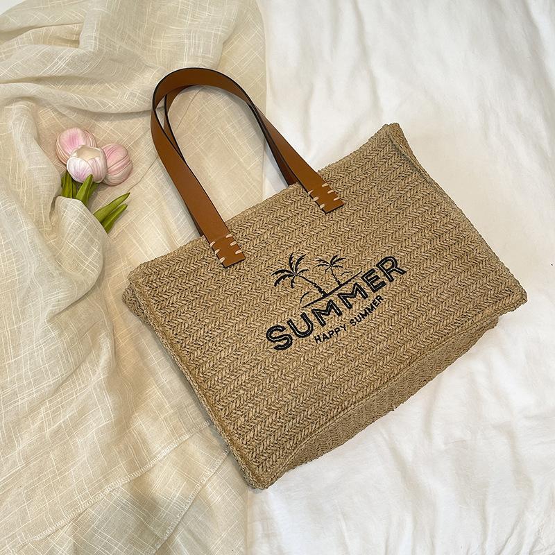 

2025 summer new woven bag embroidered personalized shoulder messenger bag ins fashionable high-value handbag хаки