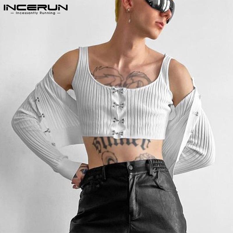 

INCERUN Летний мужской жилет без рукавов, нижнее белье, клубная одежда, укороченные майки