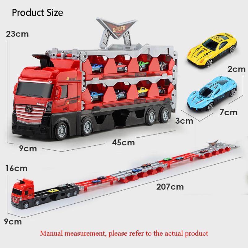 Non-Toxic Large Car Transporter Truck Folding Die-Casting Big Sports 24 Pcs Cars Model Multi-Function Trucks Toy Children Educational Gift