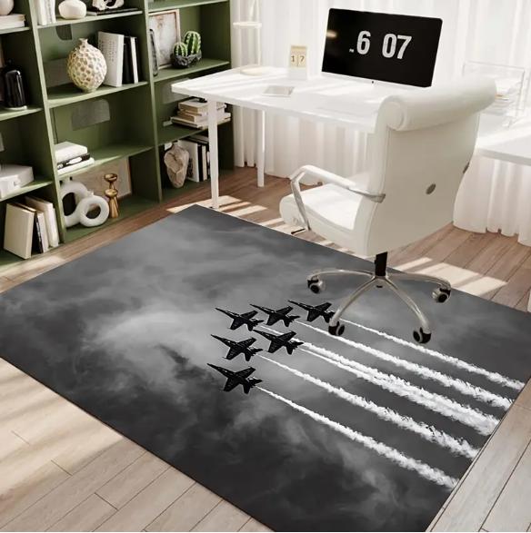 Multi Functional Airplane Themed Carpet Machine Washable Suitable for Entrance Bedroom Living Room Retro Home Decoration Rugs